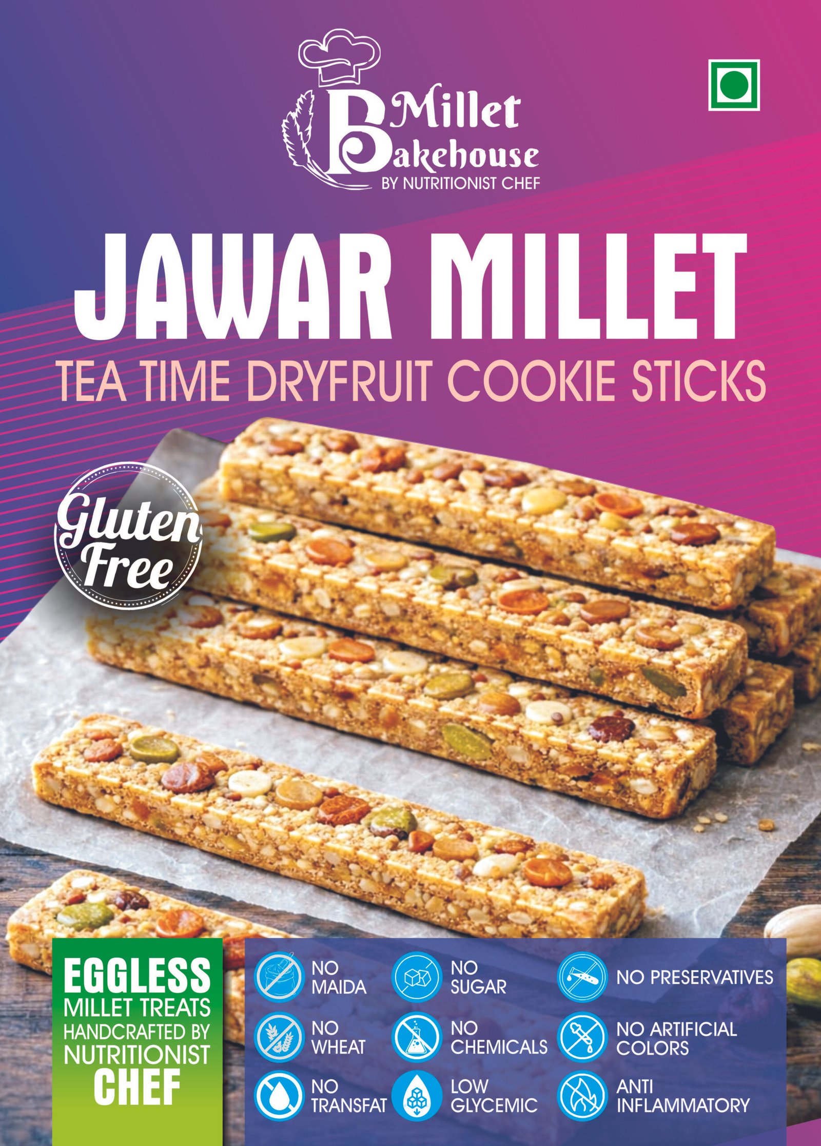 Jowar Millet Tea Time Dryfruit Cookie Sticks
