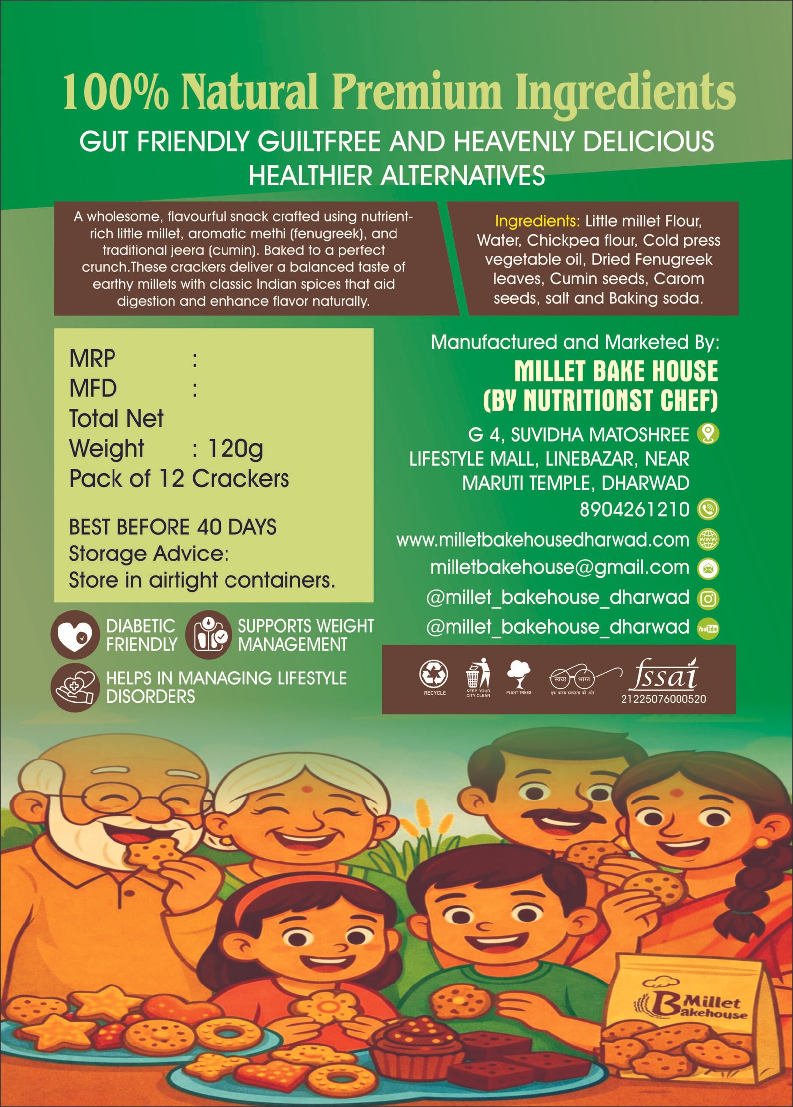 Little Millet Methi Crackers - Image 2